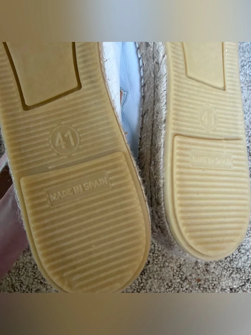 FABIOLAS Classy Buckle White MaryJane Low Heel Espadrilles  EU Sz 41 / US 10